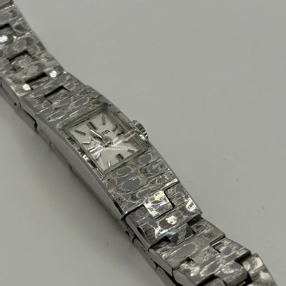 Vintage Enicar Silver‎ Tone Textured Link Analog Manual Women Watch